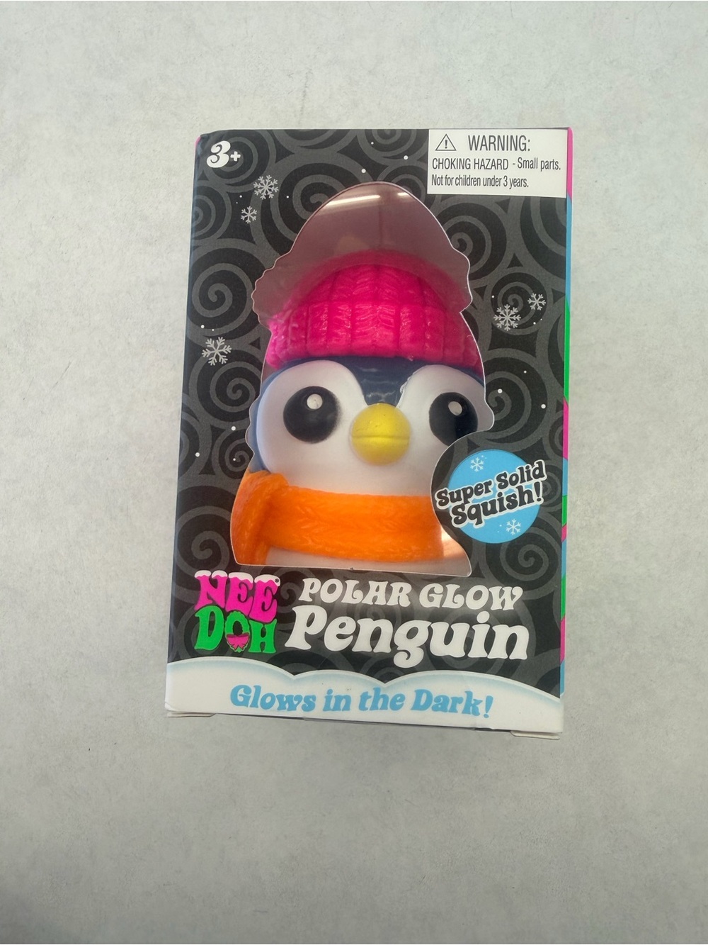 Nee Doh Polar Glow Penguin Kids Squishy Toy - Pink & Orange